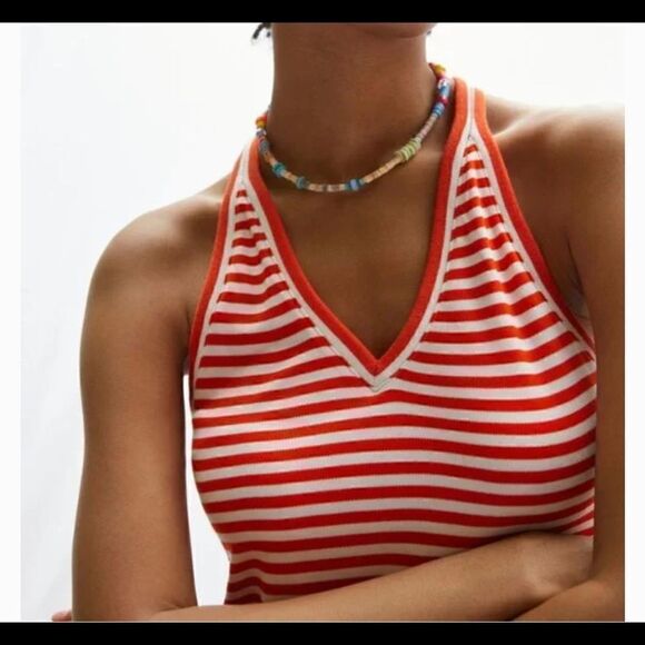 Anthropologie I Maeve V-Neck Tank Red Stripe - Picture 2 of 7